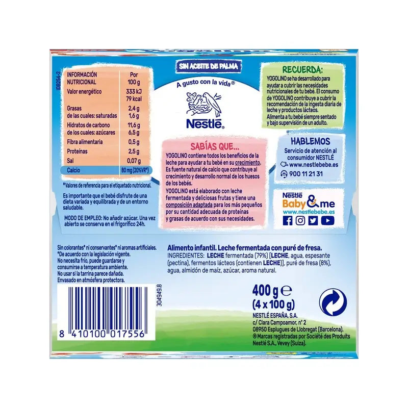 Nestlé Yogolino Strawberry, 4X100 g