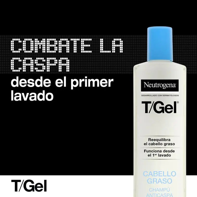 Neutrogena T/Gel Anti-Dandruff Shampoo for Oily Hair, 2 x 250 ml