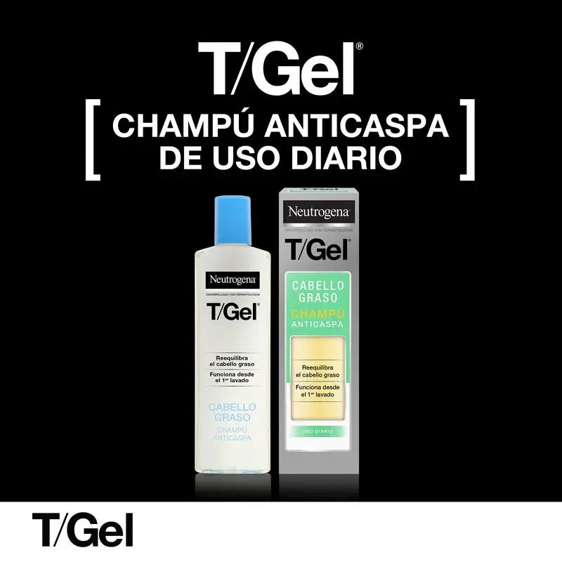 Neutrogena T/Gel Anti-Dandruff Shampoo for Oily Hair, 2 x 250 ml