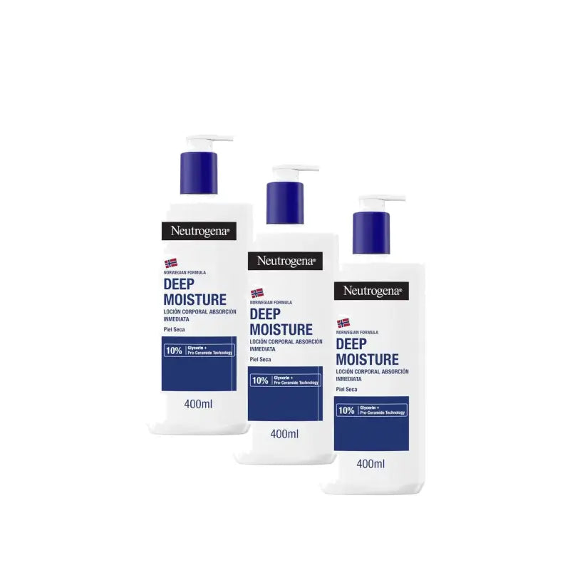 Neutrogena Moisturising Body Cream for Dry Skin, Pack of 3 x 400 ml
