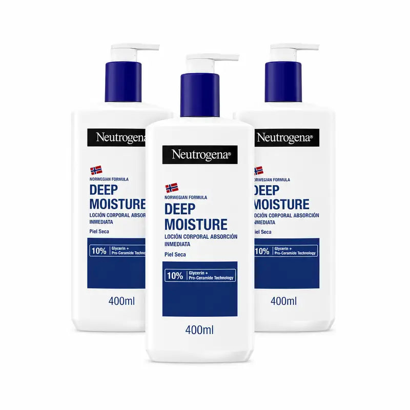 Neutrogena Moisturising Body Cream for Dry Skin, Pack of 3 x 400 ml