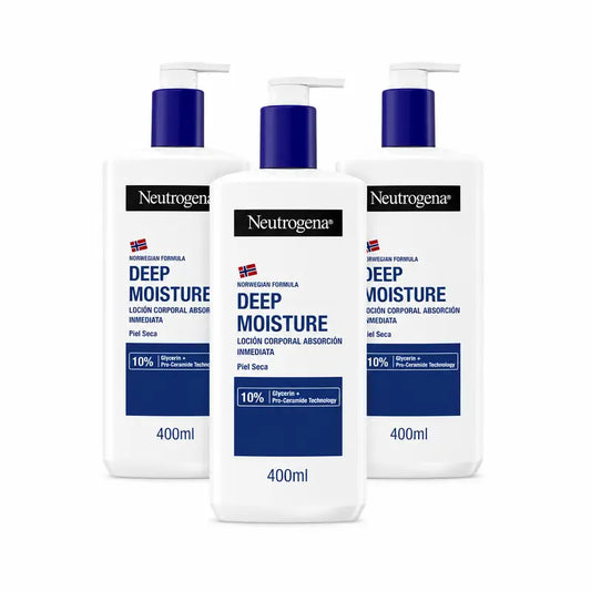 Neutrogena Moisturising Body Cream for Dry Skin, Pack of 3 x 400 ml