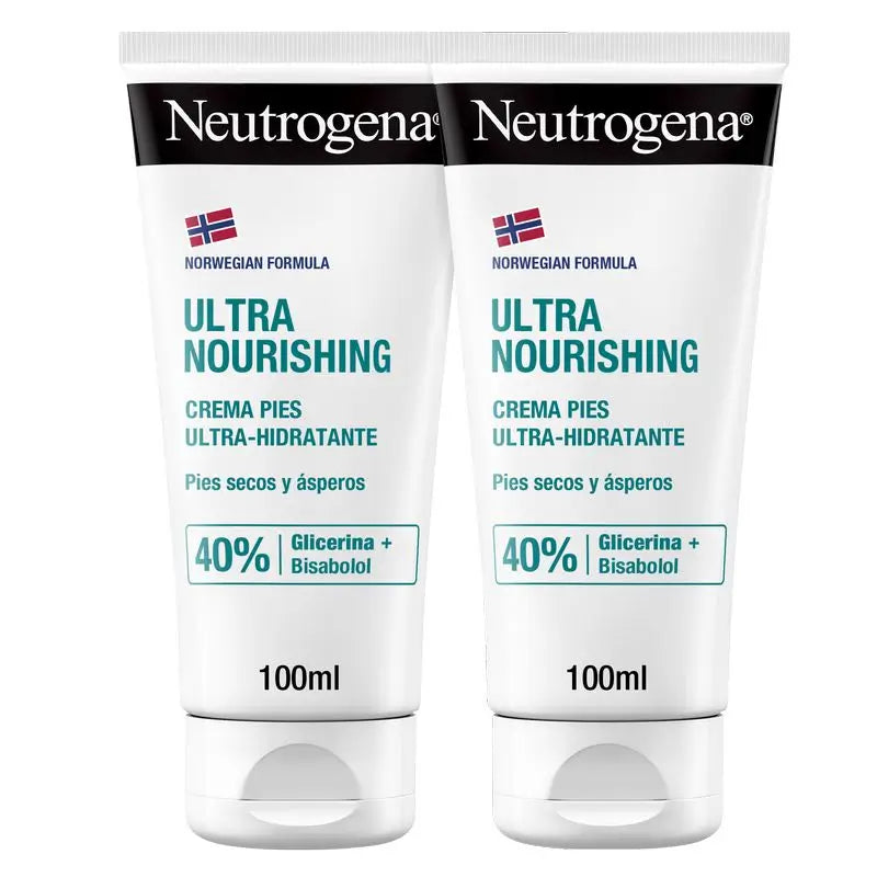 Neutrogena Ultra Moisturising Foot Cream Dry & Rough Feet, 2 X 100 ml Pack