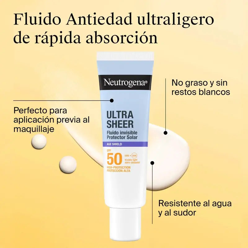 Neutrogena Ultra Sheer Invisible Anti-Aging Fluid Spf50, 50 ml