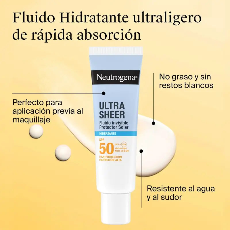 Neutrogena Ultra Sheer Invisible Moisturising Fluid Spf50, 50 ml