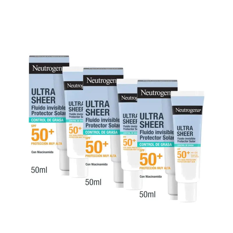Neutrogena Ultra Sheer Invisible Oil Control Fluid SPF 50+, Pack of 3 x 50 ml