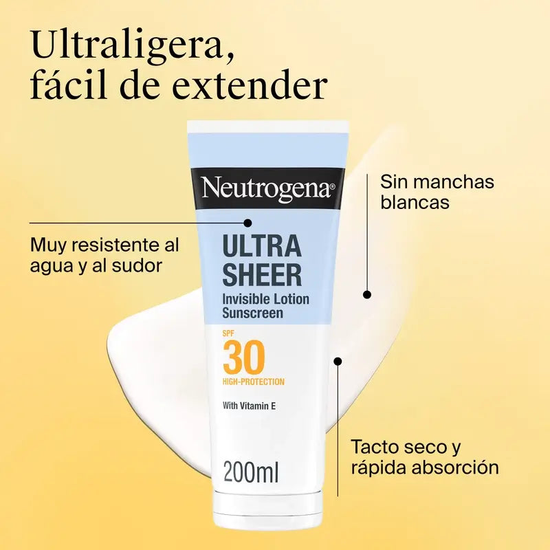 Neutrogena Ultra Sheer Invisible Moisturising Lotion Spf30, 200 ml