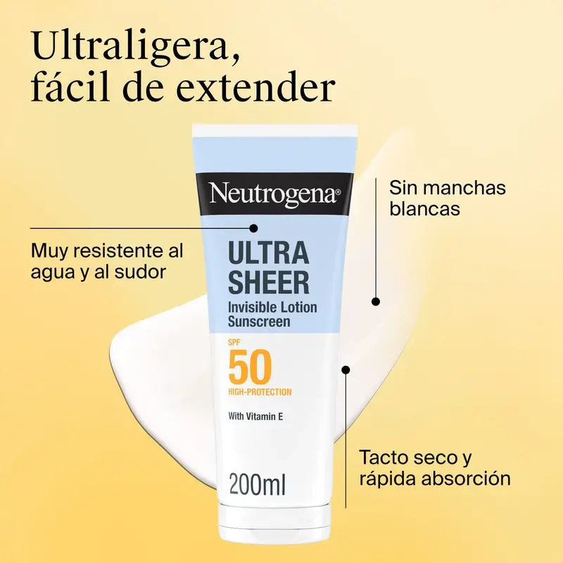 Neutrogena Ultra Sheer Invisible Moisturising Lotion Spf50, 200 ml
