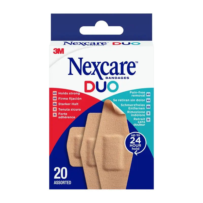 Nexcare Duo Duo Tough Painless Cloth Strip With Silicone Adhesive Assorted, 20 pcs.