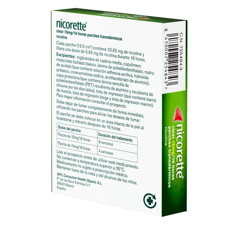 Nicorette Clear 15 mg/16 Hours, 14 Transdermal Patches