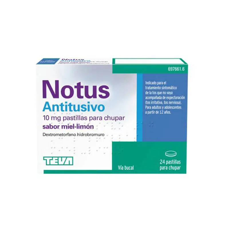 Teva Notus Antitussive 10 mg Honey-Lemon Flavoured Lozenges 24 units