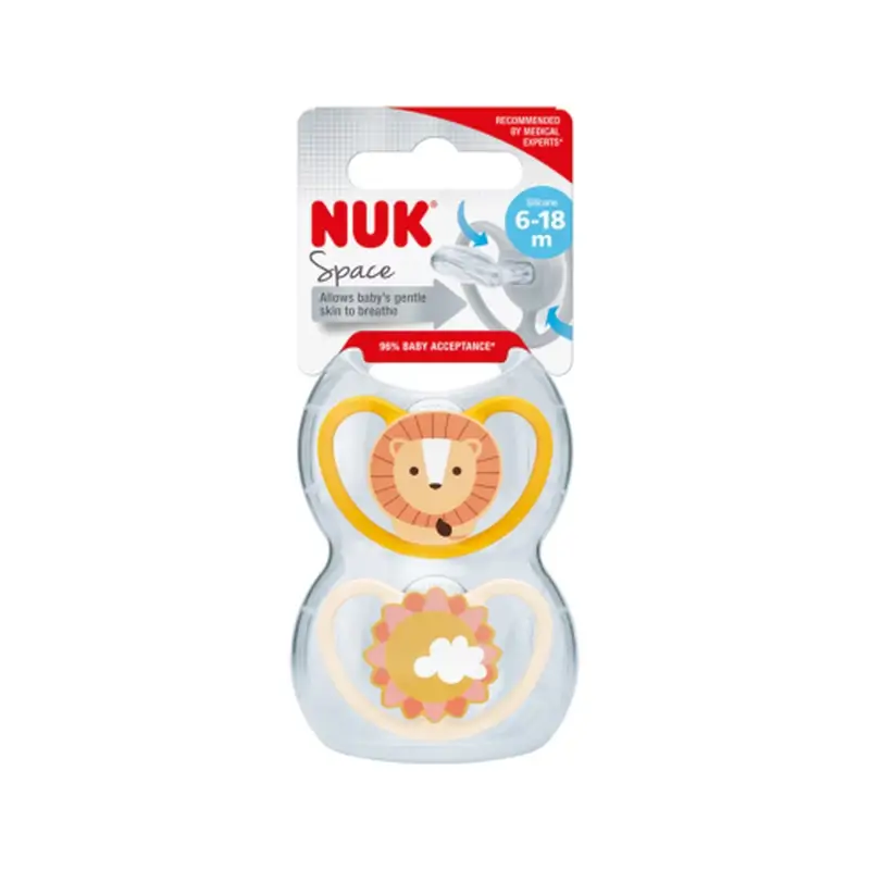 Nuk Pacifier Space Leon/Sol T2 6-18M Silicone , 2 units