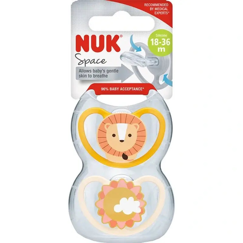 Nuk Pacifier Space Leon/Sol T3 18-36M Silicone , 2 units