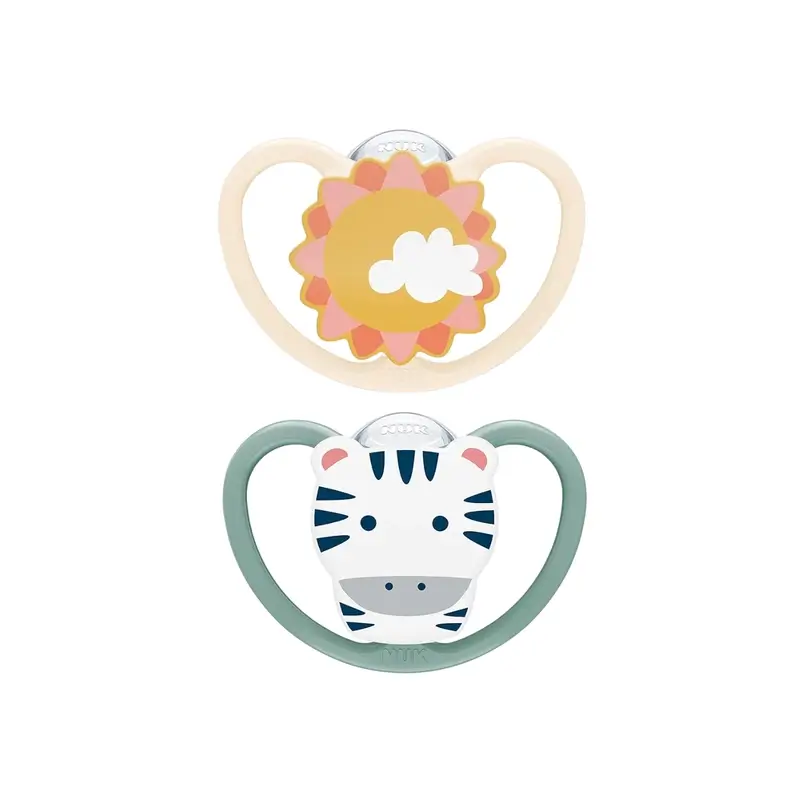 Nuk Pacifier Space Zebra/Sun T2 6-18M Silicone , 2 units