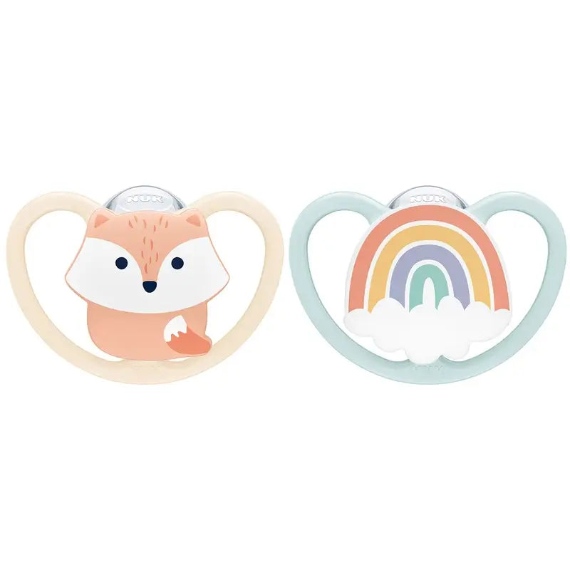 Nuk Pacifier Space Fox/Rainbow T1 0-6M Silicone , 2 units