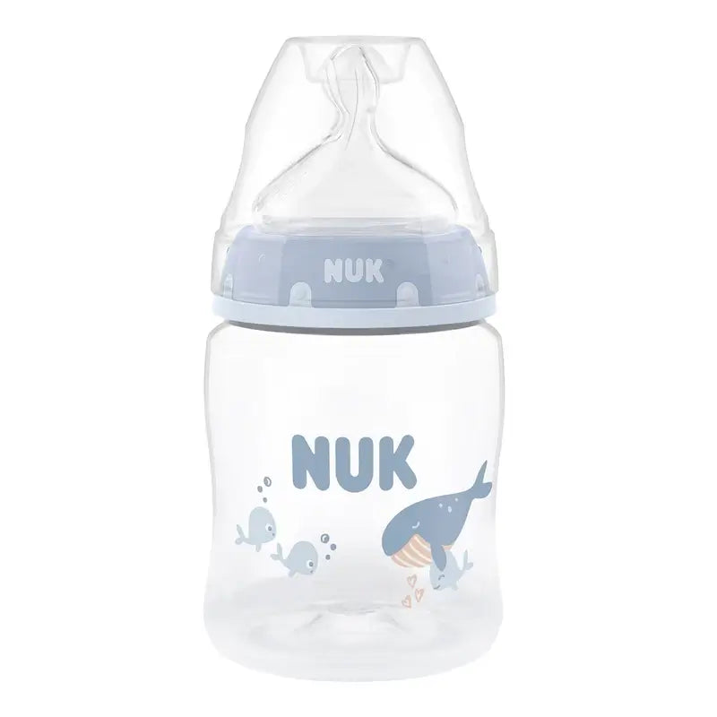 NUK First Choice+ 150 ml Baby Bottle, Size S Teat, 0m+, Whale