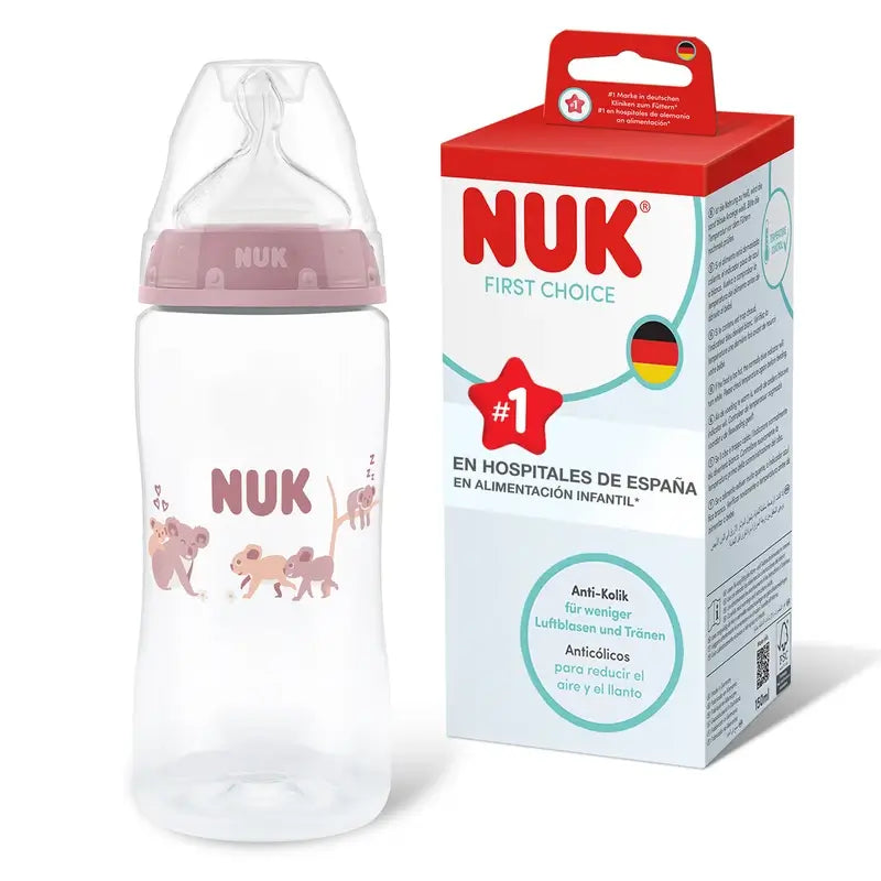 NUK First Choice+ 300 ml Baby Bottle, M Teat, 3m+, Koala