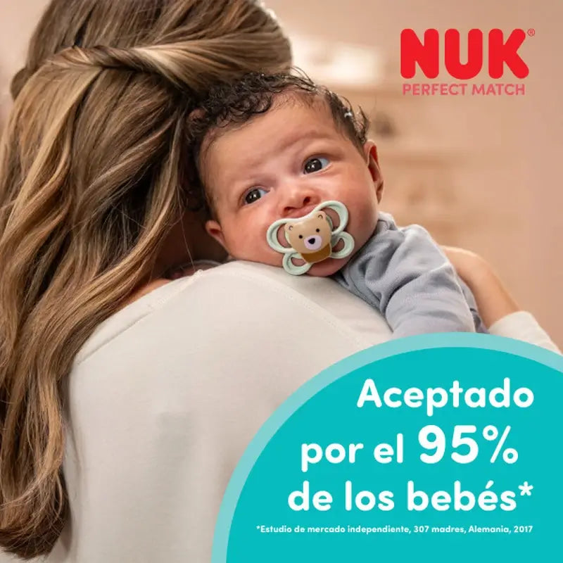 NUK Perfect Match Air Silicone Dummy T1 0–6 months Bear/Frog, 2 pcs