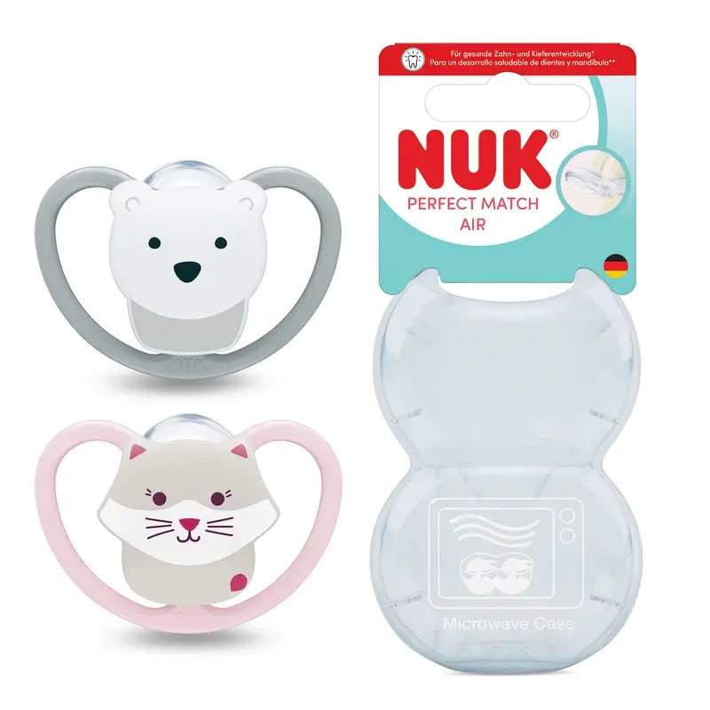 NUK Perfect Match Air Silicone Dummy T3 18–36 months Cat/Polar Bear, 2 pcs