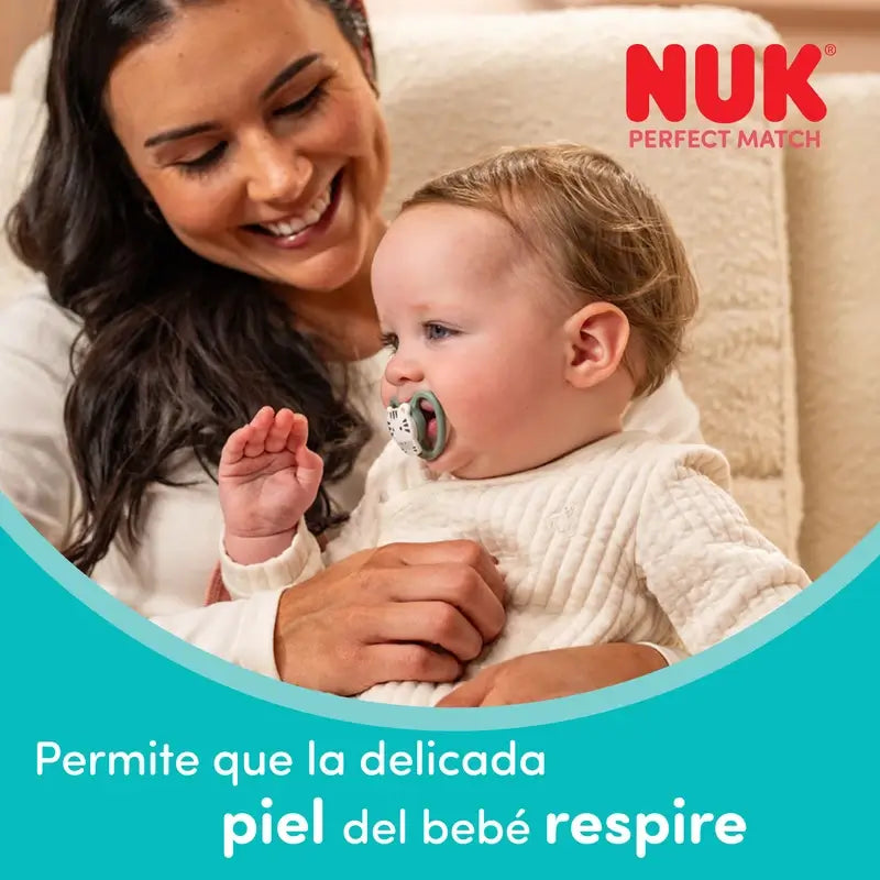 NUK Perfect Match Air Silicone Dummy T2 6–18 months Zebra/Lion, 2 pcs
