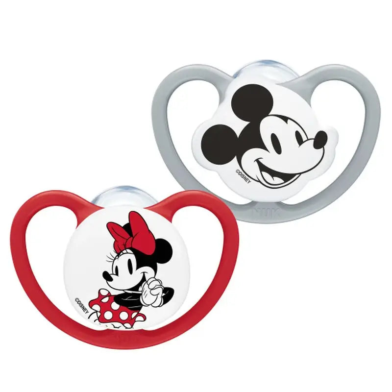 NUK Perfect Match Air Silicone Dummy T3 18–36 months Mickey Mouse Red/Grey, 2 pcs