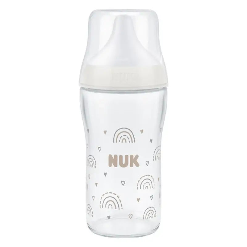 NUK Perfect Match Glass Baby Bottle 230 ml, M Teat, 3m+, Rainbow