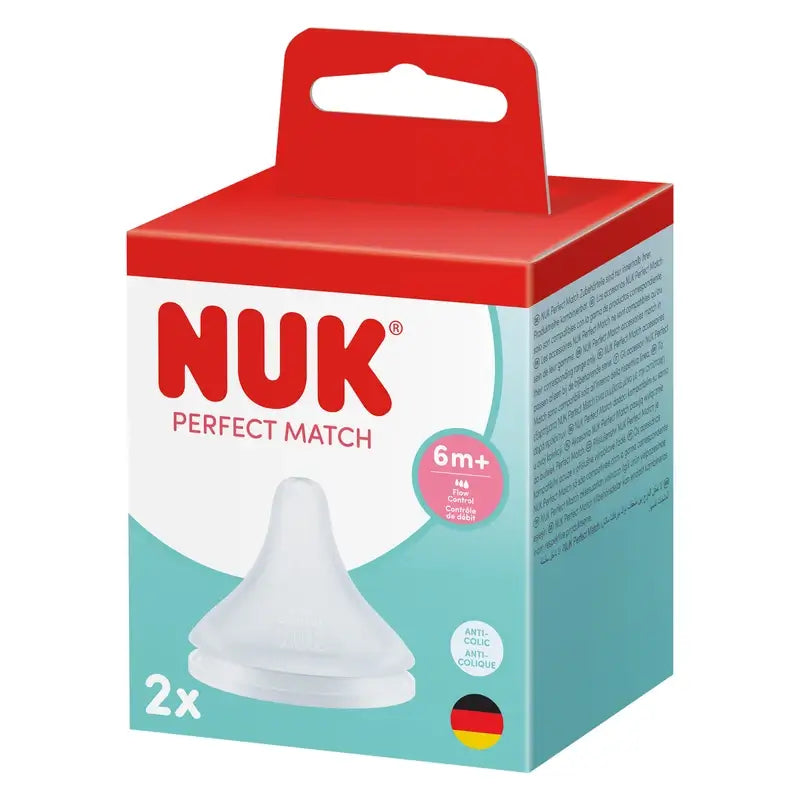 NUK Perfect Match Silicone Teat with Flow Control for 6 months and over, pack of 2
