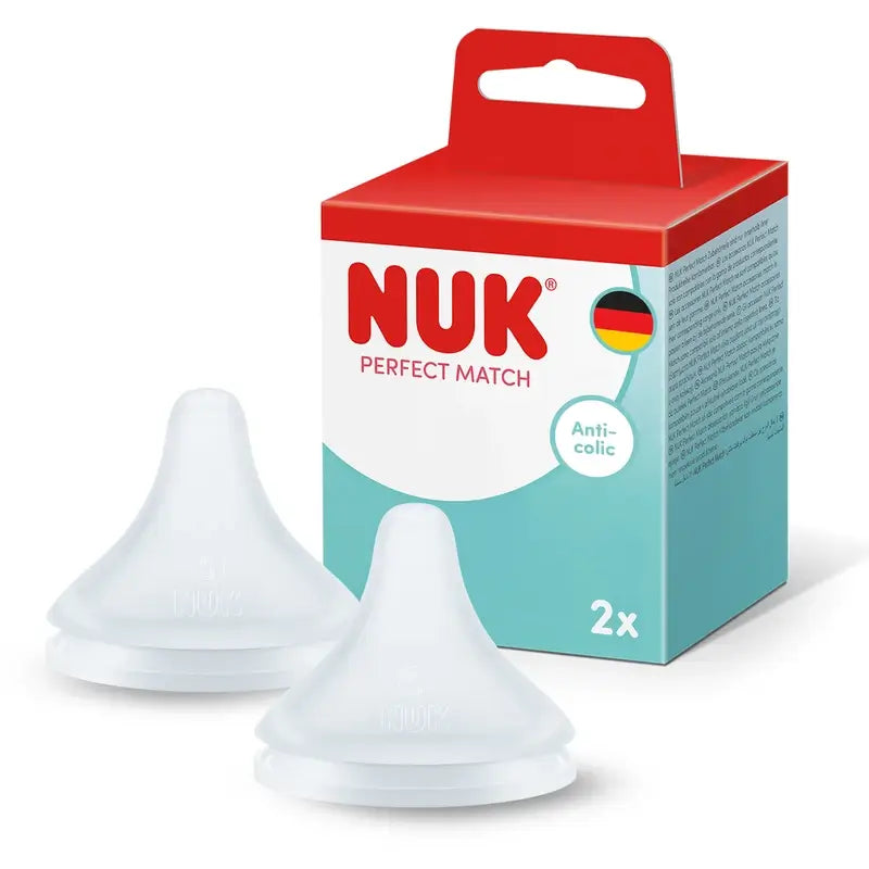 NUK Perfect Match Silicone Teat, Flow S, 0m+, 2-pack