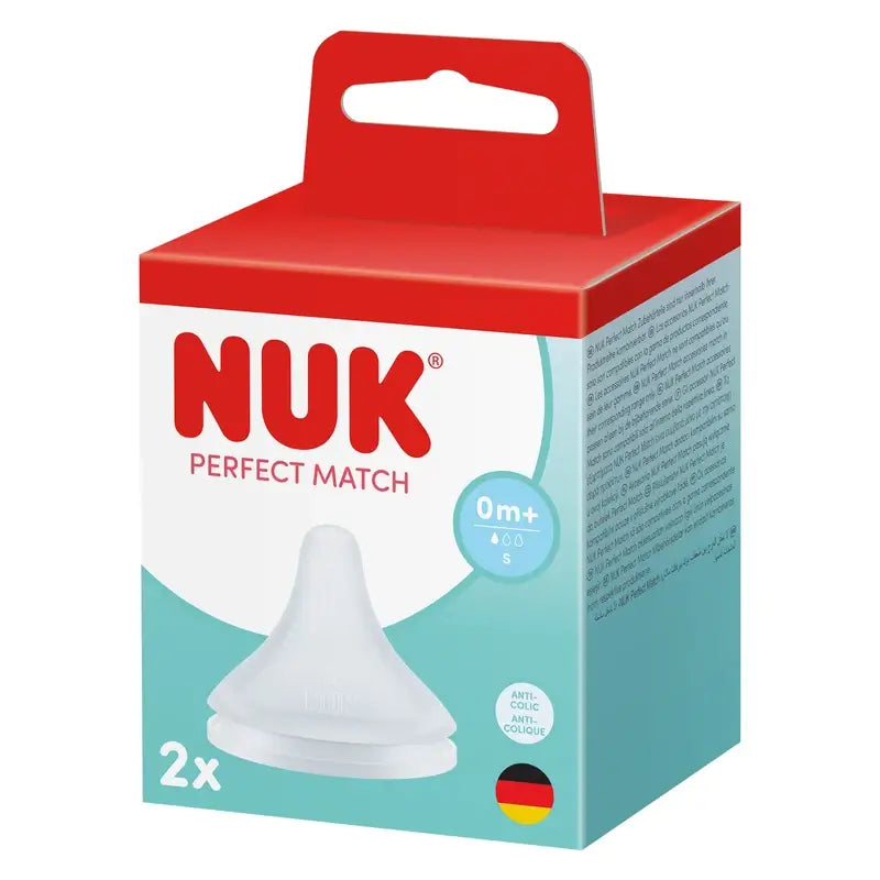 NUK Perfect Match Silicone Teat, Flow S, 0m+, 2-pack