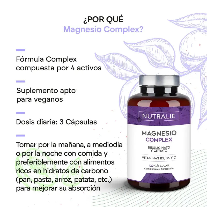 Nutralie Magnesium Complex With Bisglycinate And Citrate , 120 capsules