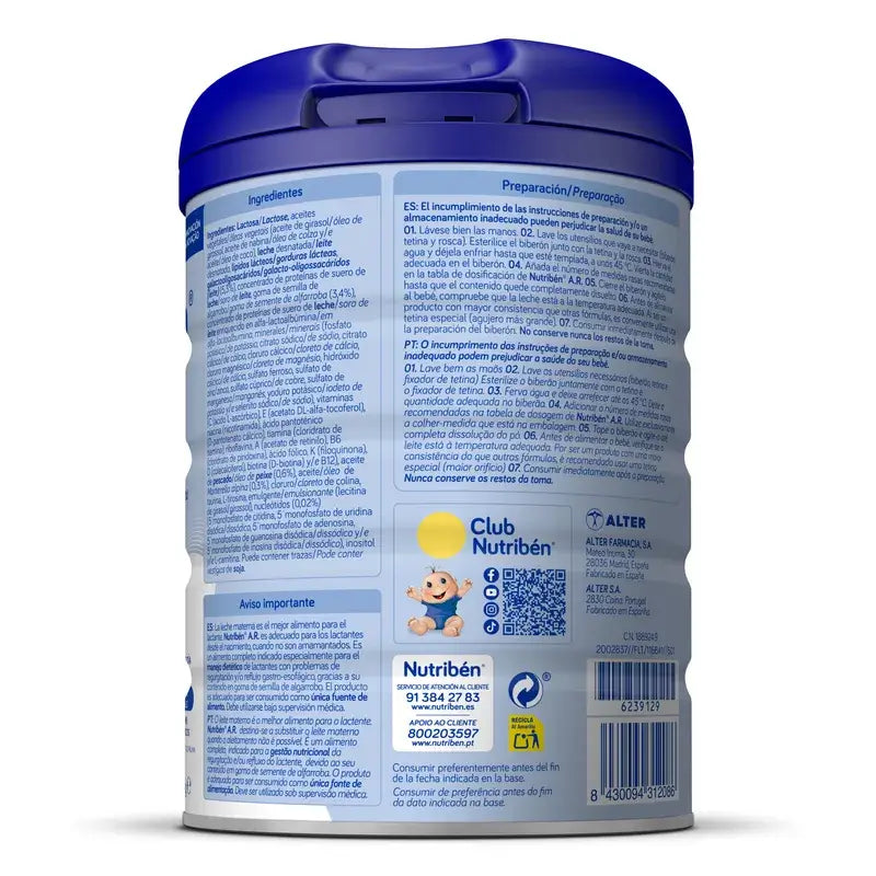 Nutribén AR Anti-Reflux and Anti-Regurgitation Milk 800 g