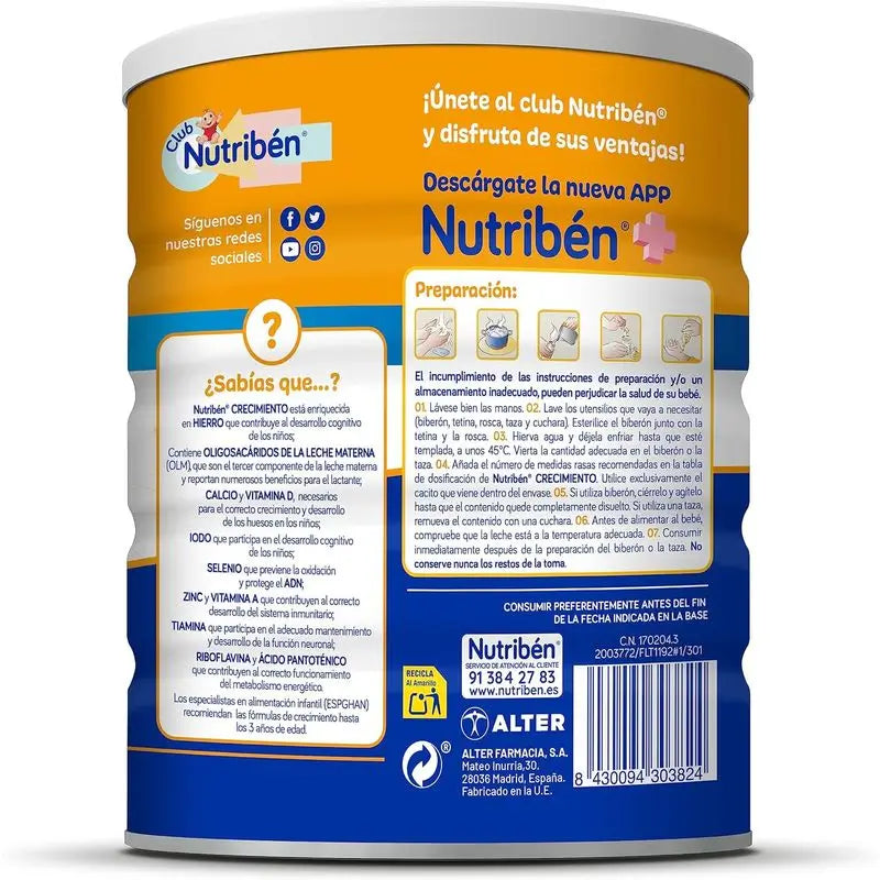 Nutribén Crecimiento Pro+ 3 Milk, 800g