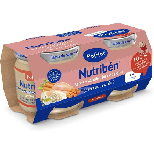 Nutribén Potito De Introducción - Rice & Carrot with Chicken, 2 x 120 g