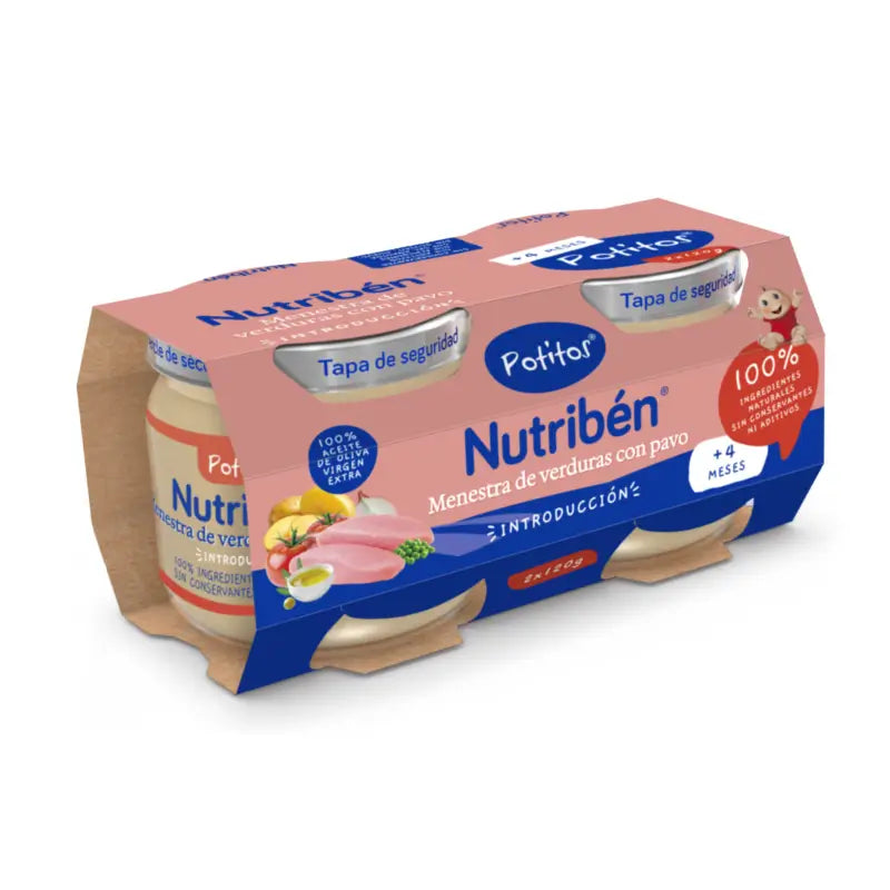 Nutriben Baby Food Vegetable Soup with Turkey, 2 x 120 grams