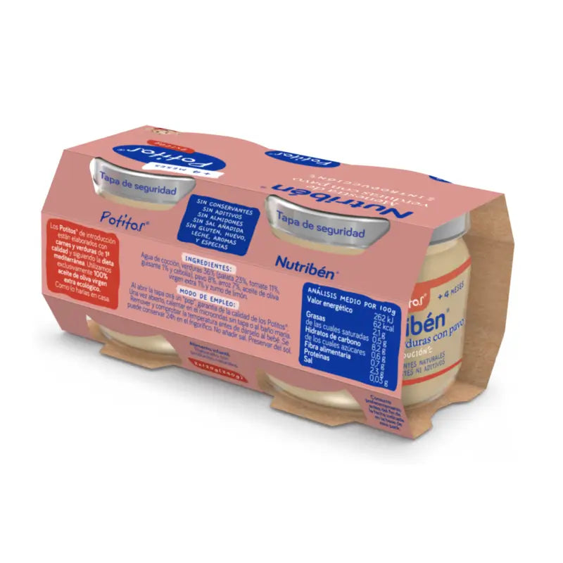 Nutriben Baby Food Vegetable Soup with Turkey, 2 x 120 grams