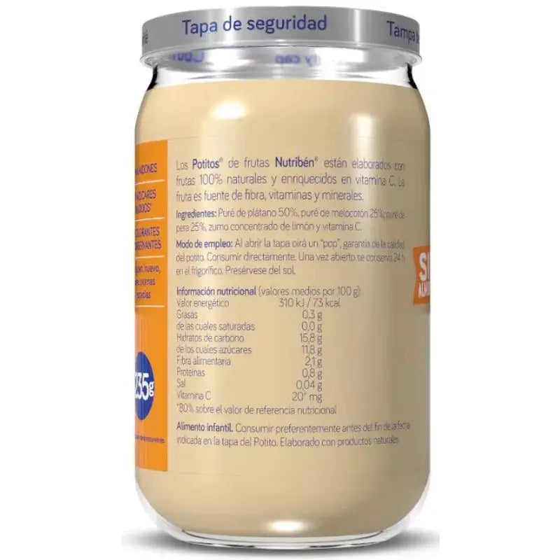 Nutribén Potito Peach, Pear and Banana, 235g