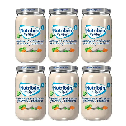 Nutriben Potito Supreme Of Hake With Peas And Carrots , 6 x 235 grams