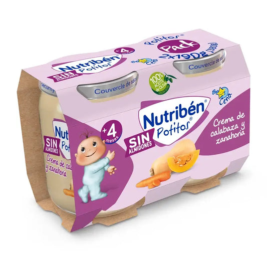 Nutriben Baby Food Cream Of Pumpkin And Carrots, From 4 Months, 2 Units X 190 Gr