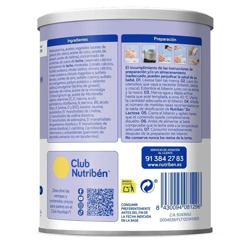 Nutribén Lactose-Free Milk Starter Milk , 400 g