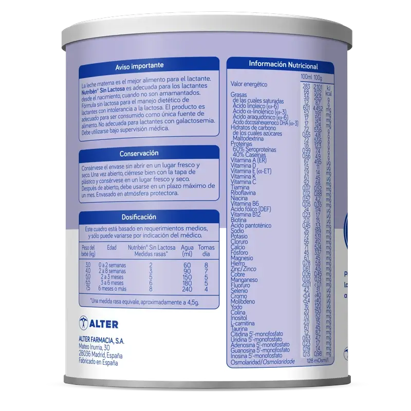 Nutribén Lactose-Free Milk Starter Milk , 400 g