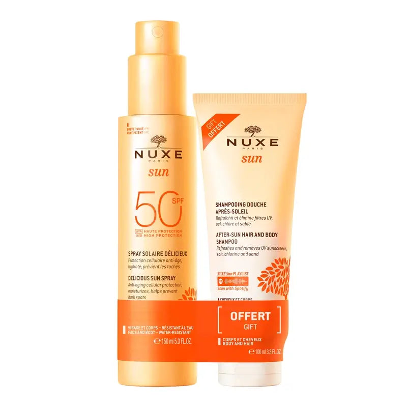 Nuxe Sun Sun Spray Face & Body Spf 50 150Ml + After Sun Shampoo 100Ml