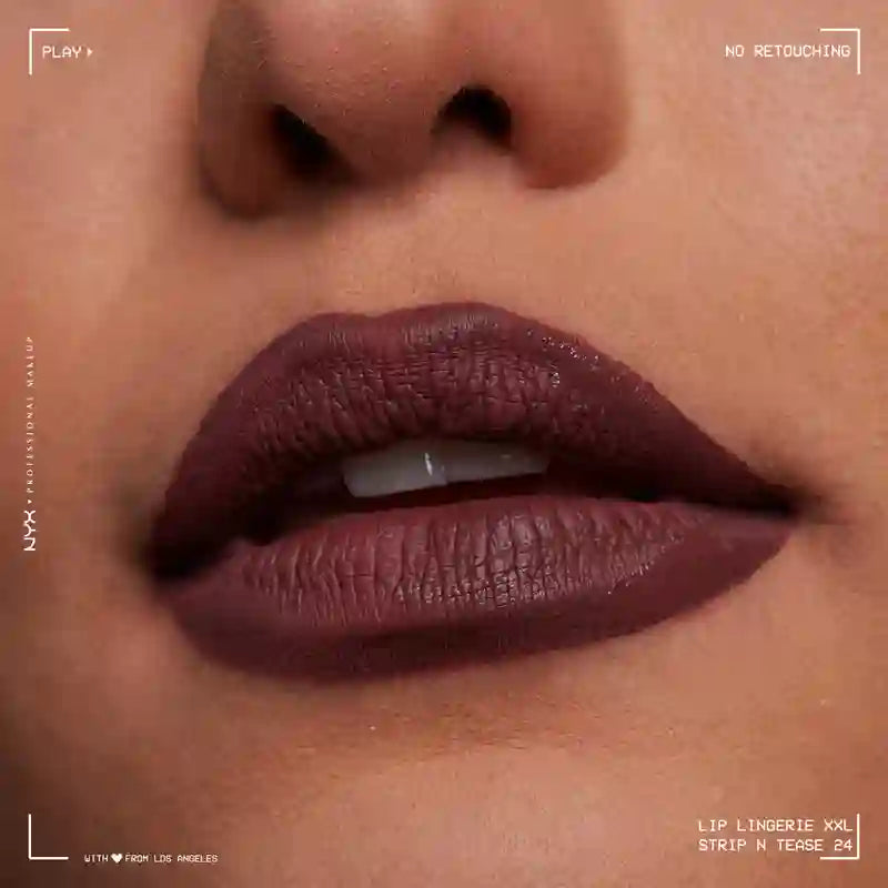 Nyx Liquid Lipstick Lip Lingerei Xxl Long Wear 100% Matte Coverage 16H . Shade Strip N Tease , 4 ml