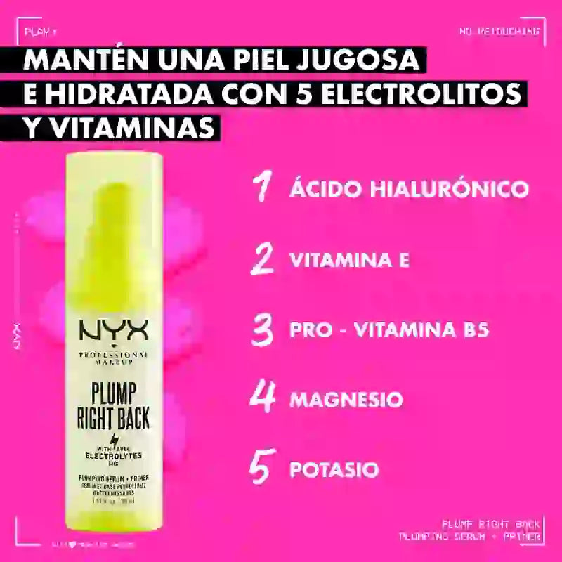 Nyx Plump Right Back Primer & Serum. Hyaluronic Acid. Multiple Vitamins, 30 ml