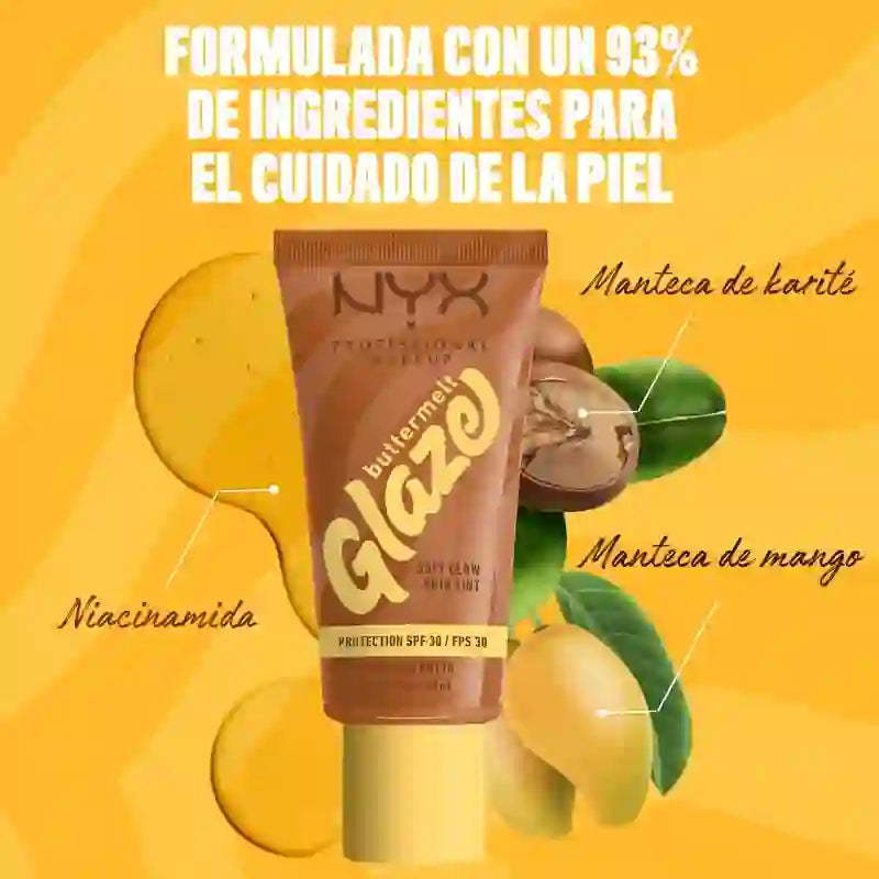 Nyx Skin Tint Buttermelt Glaze Soft Glow + Protection Spf/Fps 30 , 30 ml