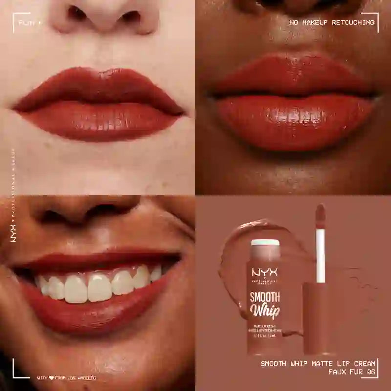 Nyx Smooth Whip Matte Lip Cream, Creamy Liquid Lipstick, Matte, Faux Fur Shade , 4 ml