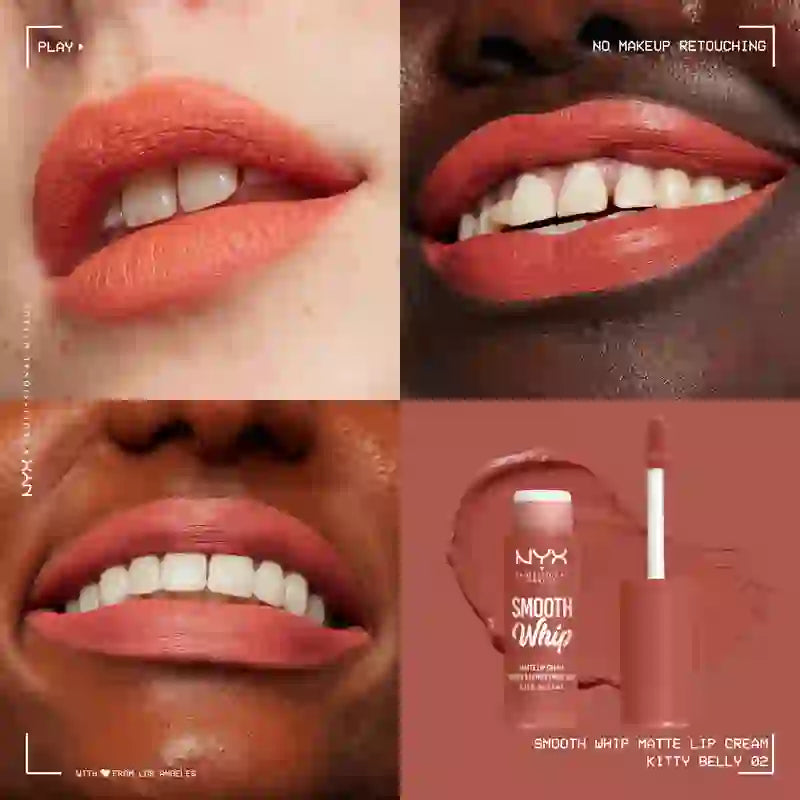 Nyx Smooth Whip Matte Lip Cream, Creamy Liquid Lipstick, Matte, Shade Kitty Belly , 4 ml