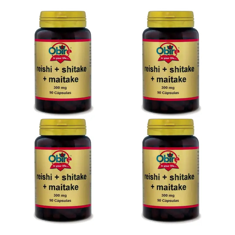 Obire Reishi + Shitake + Maitake, 4 x 90 capsules