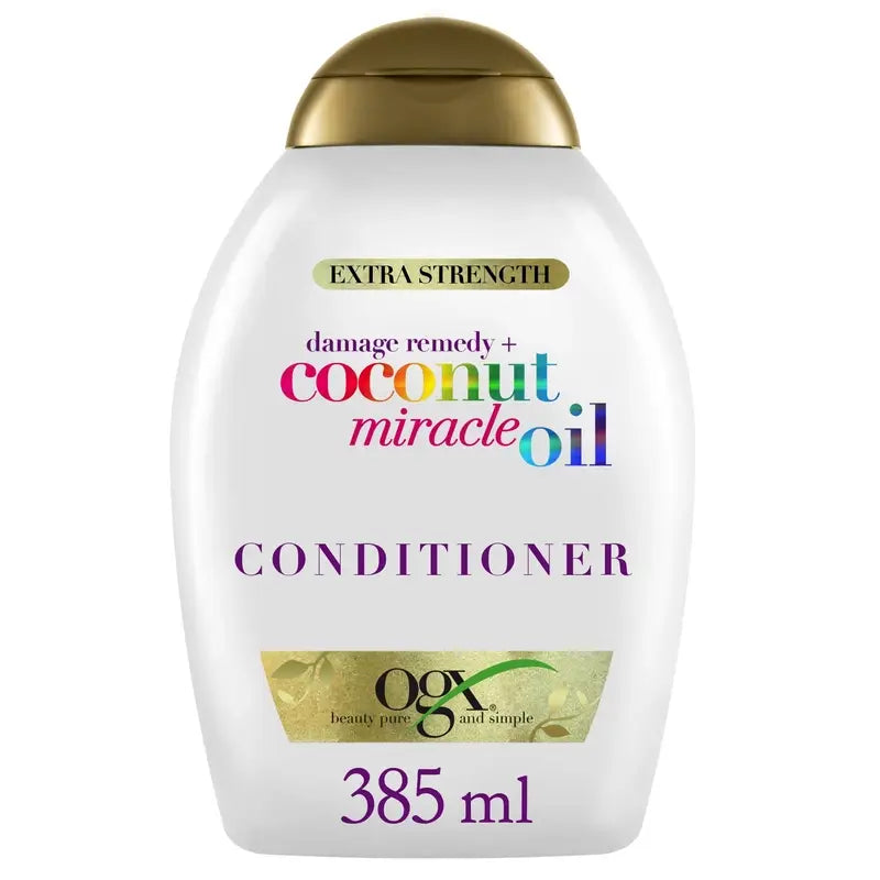 OGX Coconut Miracle Oil Extra Strength Conditioner, Repairs and Revives Damaged Hair, 385 ml