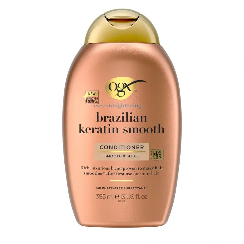 OGX Brazilian Keratin Conditioner, for Wavy or Curly Hair, Smoothes, Strengthens and Moisturises, 385ml