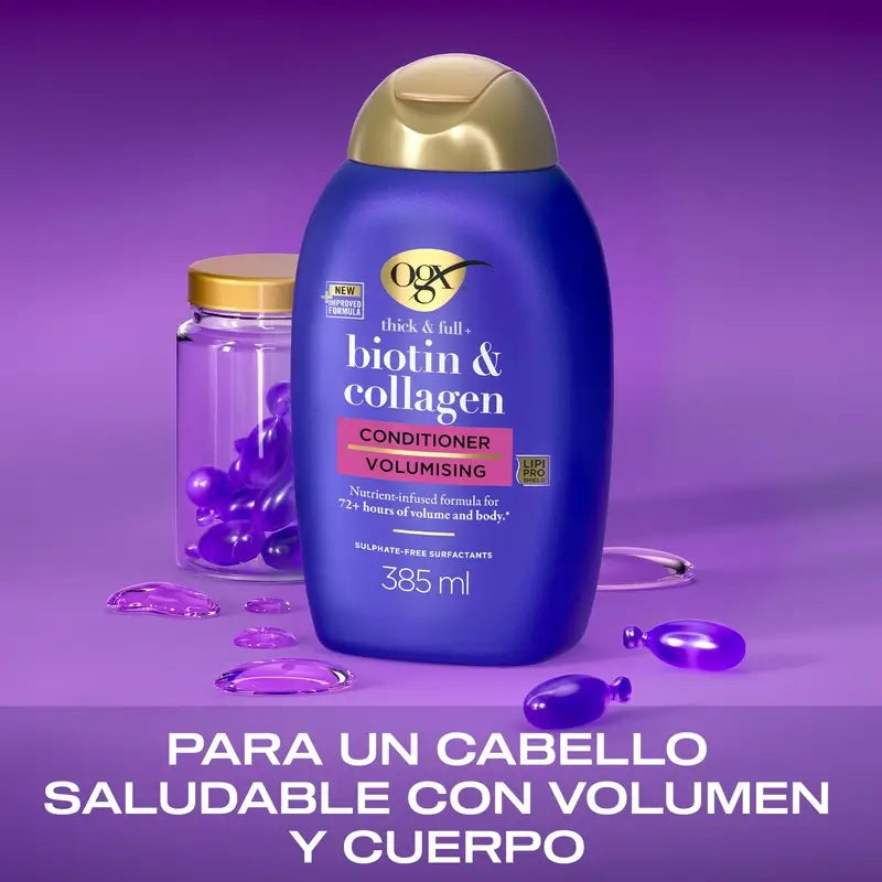 OGX Sulfate, Biotin and Collagen Free Conditioner, Voluminous & Healthy Hair, 385 ml